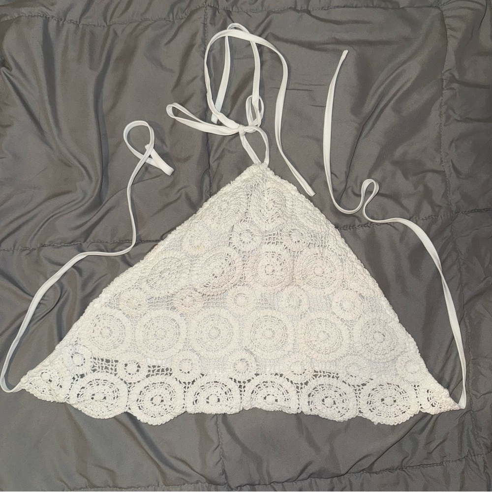 Stella Laguna Beach White Crochet Crop Top